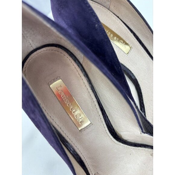 Louise et Cie Hermosah Pumps Heels Purple Suede Snakeskin Embossed 7.5 M 7.5M - Picture 6 of 8